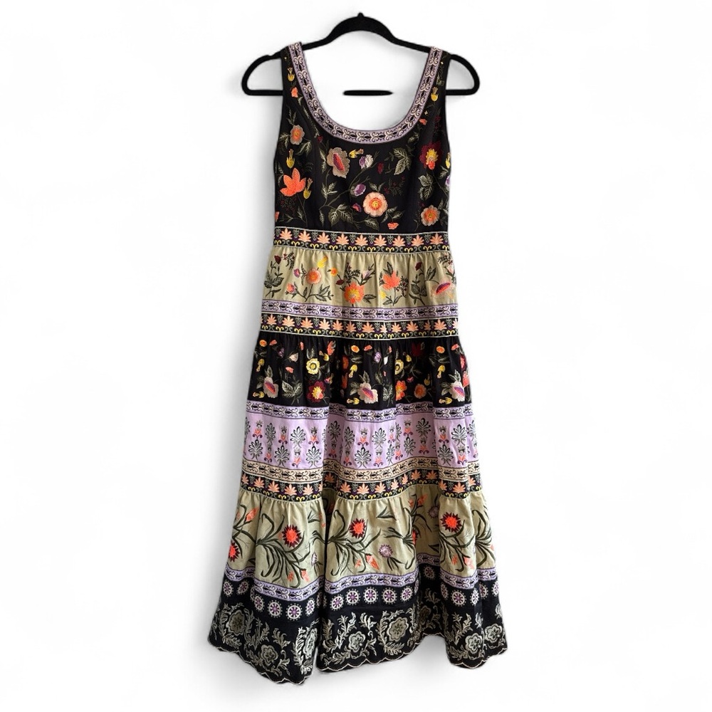 Alice + Olivia Arya Embroidery midi gown Floral Multicolor Sleeveless Dress